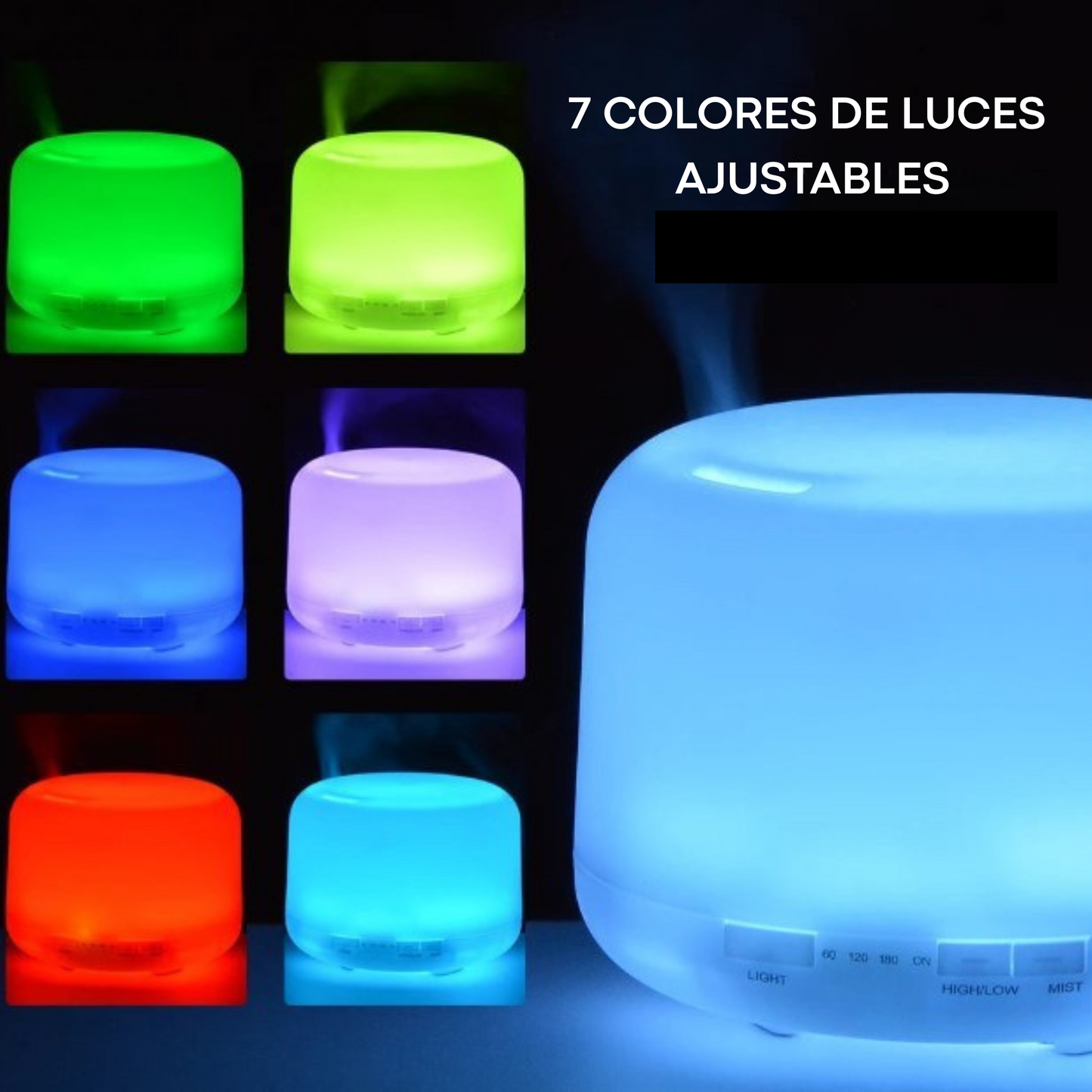 Humidificador de Aire y Difusor de Aceites Esenciales de 300 ml con Luces, Control Remoto y Ultrasonido ideal para Aromaterapia
